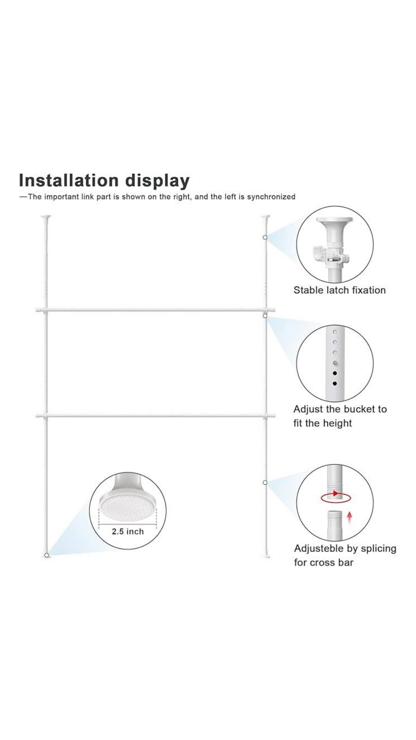 Telescopic wardrobe tension rack – floor to ceiling adjustable hanger with basket and shoe grill