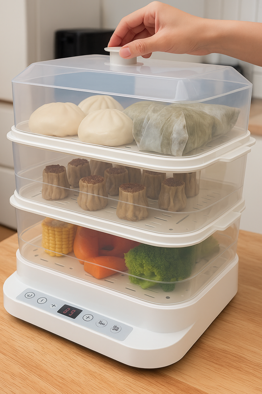 3-Tier Electric Food Steamer – Healthy, Oil-Free Cooking | Tamaré