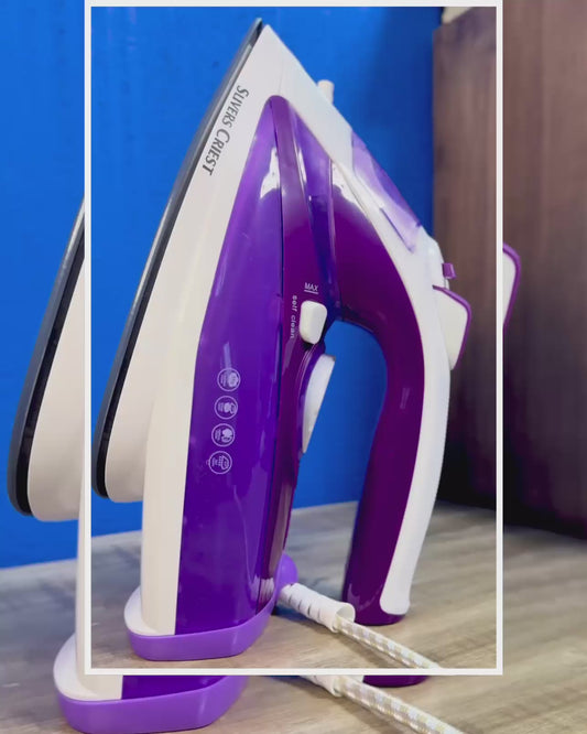SUPER IRON – 2200W Steam Power with Ceramic Plate (White & Purple)